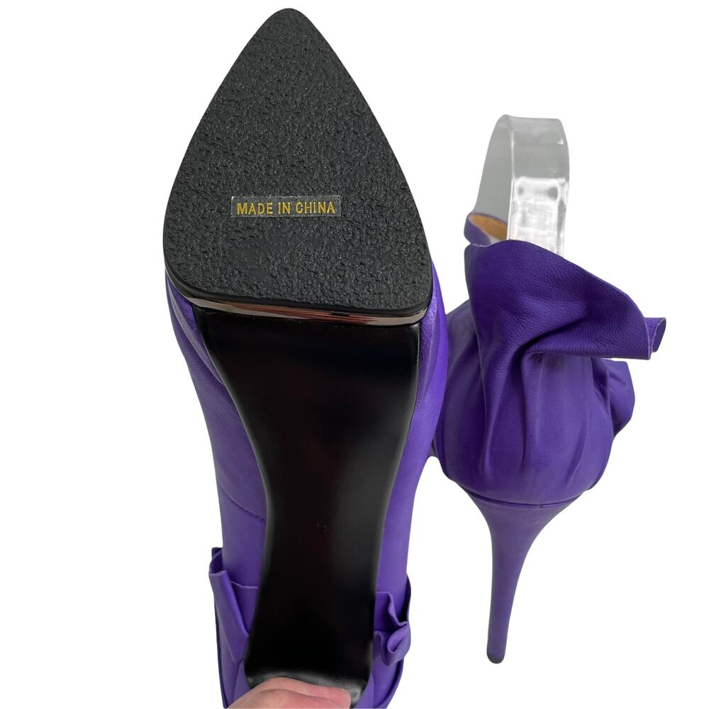 Bella Belle Purple Ankle Strap Platform Ruffle Back Party Stiletto Heels 9 - Picture 6 of 11